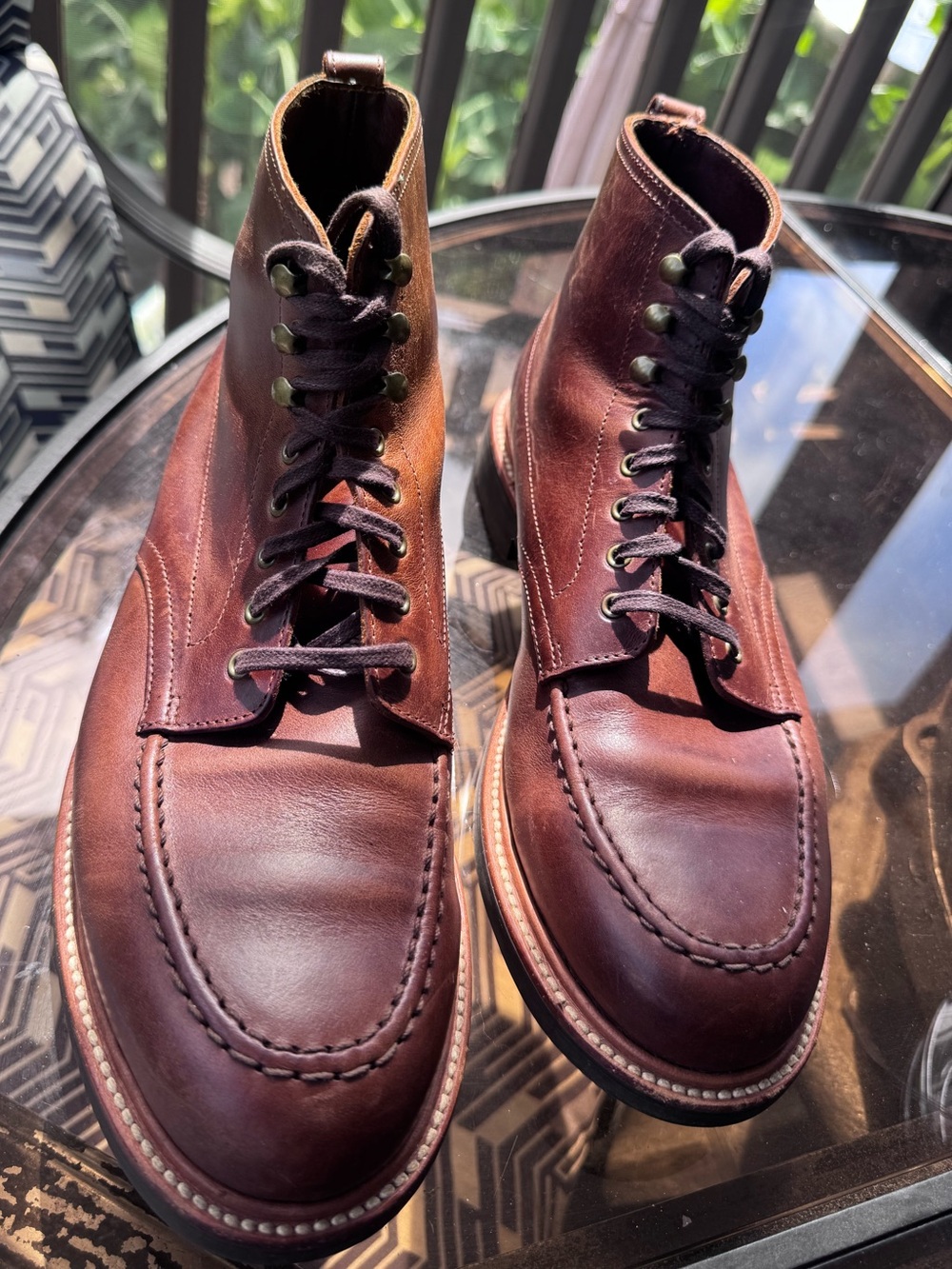 J. Crew Brown Leather Moc Toe Lace-Up Boots